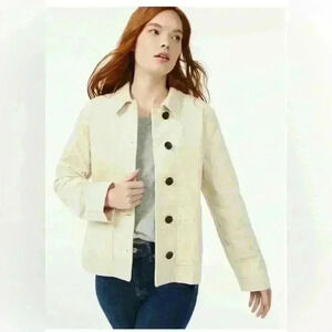 Free Assembly Cord Chore Coat Size L Ivory Shirt Jacket Utility Outdoor Cozy